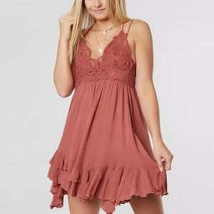 Free People Adella Coral Slip Dress